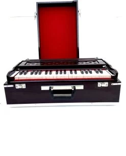 KHALSA MUSICAL With Carry Bag Wooden Portable Folding 3.5 Octave Harmonium With Coupler Two Reed(Bass-Male) 3.5 Octave Hand Pumped Harmonium   (Seven Fold Bellow, Bass Reed, Male Reed)