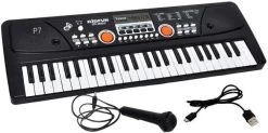 Just97 49 Key Piano Keyboard Toy For Kids P45 Dc Power Option+Recording Microphone Multi Colour Keys With USB Charging P45 Analog Portable Keyboard (49 Keys)