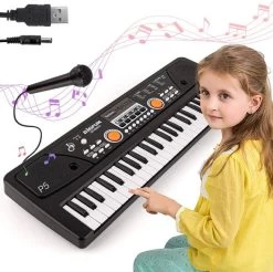 Just97 49 Key Piano Keyboard Toy For Kids P54 Dc Power Option+Recording Microphone Multi Colour Keys With USB Charging P54 Analog Portable Keyboard   (49 Keys)