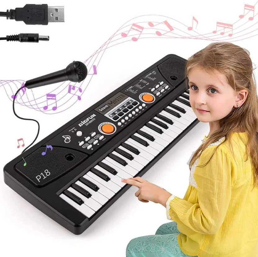 Just97 49 Key Piano Keyboard Toy For Kids P6 Dc Power Option+Recording Microphone Multi Colour Keys With USB Charging P6 Analog Portable Keyboard (49 Keys) 3 Just97 49 Key Piano Keyboard Toy For Kids P6 Dc Power Option+Recording Microphone Multi Colour Keys With USB Charging P6 Analog Portable Keyboard (49 Keys)
