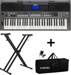 YAMAHA PSR - I400 + CARRY CASE + DOUBLE PIPE STAND + 5 LED LIGHTS ASSORTED PSR - I400 Digital Portable Keyboard   (61 Keys)