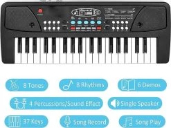 KAVANA Piano Keyboard For Kids,Mic Dc Power Option Recording Musical Keyboard, Music Piano Keyboard Analog Portable Keyboard   (37 Keys) -Qin Shop kids piano keyboard piano for kids with mic portable keyboards original imag4s3g2cpjshre