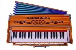 Naad Indian Classical Portable 3.5 Octave 9 Stopper Laying Style Harmonium Baja With Coupler Teak Wood WIth Bag , Book & Cleaning Cloth 3.5 Octave Hand Pumped Harmonium   (Seven Fold Bellow, Bass Reed) -Qin Shop portable 3 5 octave 9 stopper laying style harmonium baja with original imafsmk2amzr54fw