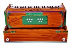 Naad Indian Classical Portable 3.5 Octave 9 Stopper Laying Style Harmonium Baja With Coupler Teak Wood WIth Bag , Book & Cleaning Cloth 3.5 Octave Hand Pumped Harmonium   (Seven Fold Bellow, Bass Reed) -Qin Shop portable 3 5 octave 9 stopper laying style harmonium baja with original imafsmk2hgshdfg9
