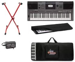YAMAHA 500 PSR-I500, 61 Keys Keyboard With Free Adapter, Black Carry Bag, Dust Cover And Red Stand Combo Pack Digital Portable Keyboard   (61 Keys)