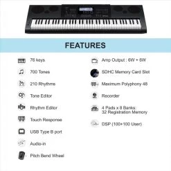 CASIO WK-6600 KH29 Digital Portable Keyboard   (76 Keys) -Qin Shop wk 6600 casio original imaf78kh5gjphvka
